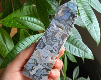 Purple Moss Agate Tower w/ Druzy | 8.9 oz | 5.55" | Crystal Tower | Moss Agate | Druzy Agate Tower