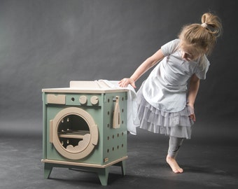 Wooden Play kitchen with washing machine