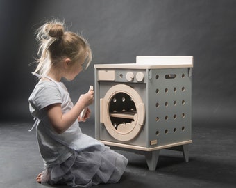 Wooden Play kitchen with washing machine