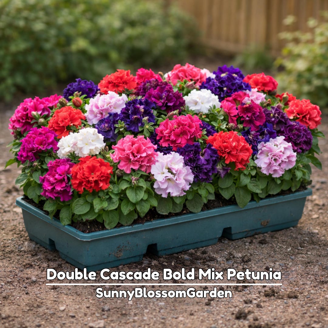 Double Cascade Bold Mix Petunia Seeds - Heirloom - Large Double Blooms ...