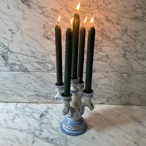 Five-armed European earthenware candlestick