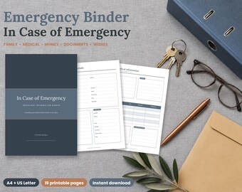 Emergency Binder Printable, In Case of Emergency Planner, Important Information Organiser, End of Life Planner, Family Document Binder