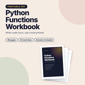 Python Functions Workbook, Printable Coding Worksheets, Python Exercises with Answers, Learn to Code PDF, Homeschool Computer Science