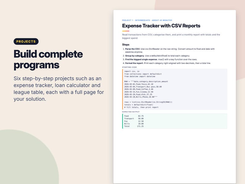 Python Intermediate Workbook, Coding Challenges and Projects PDF, Python Exercises with Answers, Programming Practice Worksheets image 4