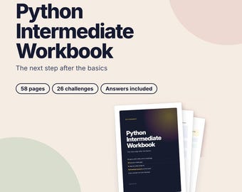 Caderno de exercícios de Python nível intermediário, desafios e projetos de programação em PDF, exercícios de Python com respostas, folhas de exercícios de programação.