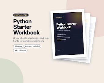 Python Workbook for Beginners, Printable Coding Worksheets, Python Cheat Sheets, Learn to Code PDF, Homeschool Computer Science, Teen Coding
