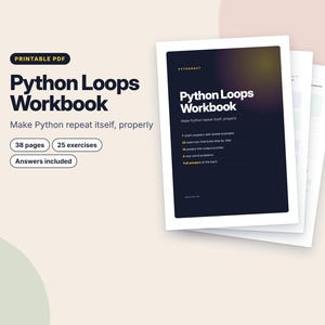 Python Loops Workbook, Printable Coding Worksheets, Python Exercises with Answers, Learn to Code PDF, Homeschool Computer Science