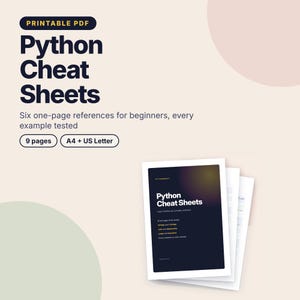 Python Cheat Sheets for Beginners, Printable Coding Reference, Learn Python PDF, Programming Study Guide, Homeschool Computer Science