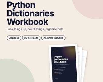 Caderno de exercícios de dicionários Python, Planilhas de programação para imprimir, Exercícios de Python com respostas, Aprenda a programar em PDF, Ciência da Computação para ensino domiciliar