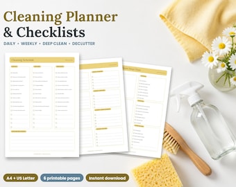 Cleaning Schedule Planner, 30-Day Declutter Challenge, Chore Chart (PDF)