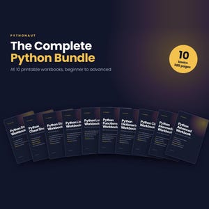 Python Workbook Bundle, 10 Printable Coding Workbooks with Answers, Beginner to Advanced, Learn Python PDF, Homeschool Computer Science