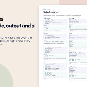Python Cheat Sheets for Beginners, Printable Coding Reference, Learn Python PDF, Programming Study Guide, Homeschool Computer Science image 3