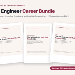 ML Engineer Career Bundle PDF, Machine Learning Cheat Sheets, Interview Prep Guide, Portfolio Projects Pack, Data Science Job Kit