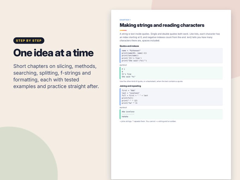 Python Strings Workbook, Printable Coding Worksheets, Python Exercises with Answers, Learn to Code PDF, Homeschool Computer Science image 3