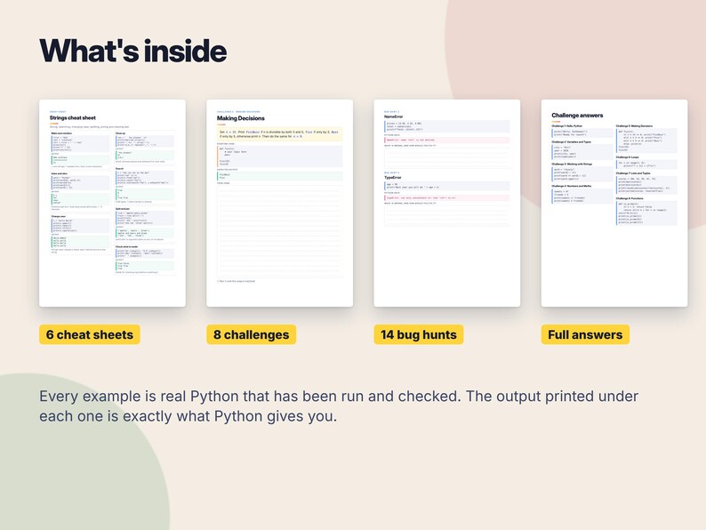 Python Workbook for Beginners, Printable Coding Worksheets, Python Cheat Sheets, Learn to Code PDF, Homeschool Computer Science, Teen Coding image 2