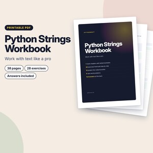 Python Strings Workbook, Printable Coding Worksheets, Python Exercises with Answers, Learn to Code PDF, Homeschool Computer Science