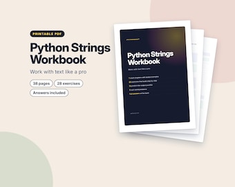 Python Strings Workbook, Printable Coding Worksheets, Python Exercises with Answers, Learn to Code PDF, Homeschool Computer Science