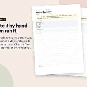 Python Workbook for Beginners, Printable Coding Worksheets, Python Cheat Sheets, Learn to Code PDF, Homeschool Computer Science, Teen Coding image 4