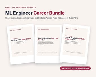 Pacote de Carreira para Engenheiro de Aprendizado de Máquina em PDF, Resumos de Aprendizado de Máquina, Guia de Preparação para Entrevistas, Pacote de Projetos para Portfólio, Kit de Trabalho em Ciência de Dados