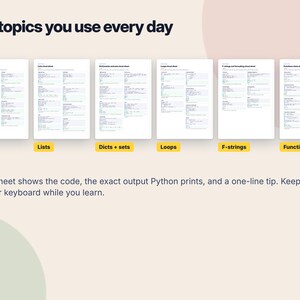Python Cheat Sheets for Beginners, Printable Coding Reference, Learn Python PDF, Programming Study Guide, Homeschool Computer Science image 2