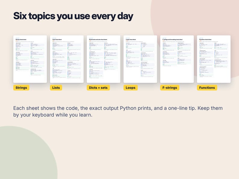 Python Cheat Sheets for Beginners, Printable Coding Reference, Learn Python PDF, Programming Study Guide, Homeschool Computer Science image 2