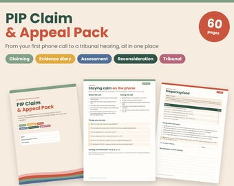 PIP Claim and Appeal Pack UK, Printable and Fillable PIP Evidence Diary, Descriptor Guide, Assessment Prep, Reconsideration, Tribunal