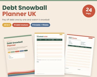 Debt Snowball Planner UK, Printable and Fillable Debt Payoff Tracker in GBP, Debt Free Planner, Credit Card Payoff, Budget Printable