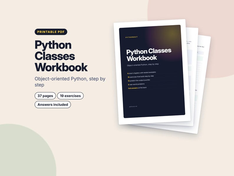 Cahier d'exercices sur les classes Python, Fiches d'exercices de programmation orientée objet, Exercices de POO en Python avec corrigés, Apprendre à coder (PDF) image 1