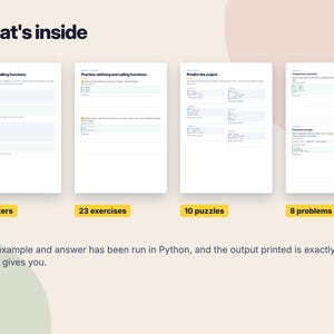 Python Functions Workbook, Printable Coding Worksheets, Python Exercises with Answers, Learn to Code PDF, Homeschool Computer Science image 2