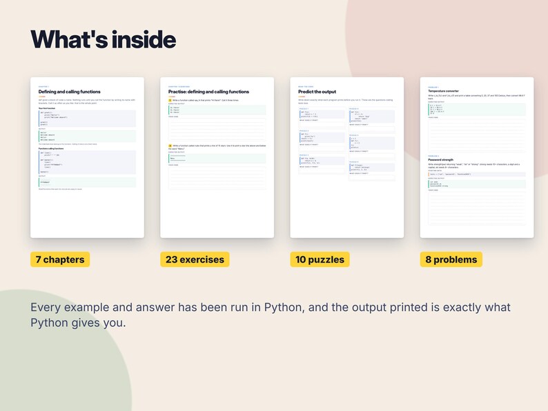 Python Functions Workbook, Printable Coding Worksheets, Python Exercises with Answers, Learn to Code PDF, Homeschool Computer Science image 2