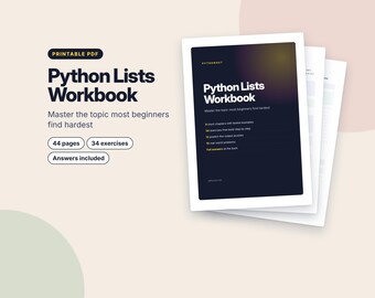 Python Lists Workbook, Printable Coding Worksheets, Python Exercises with Answers, Learn to Code PDF, Homeschool Computer Science