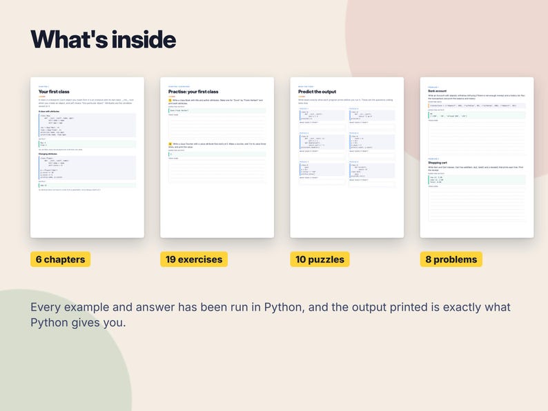 Cahier d'exercices sur les classes Python, Fiches d'exercices de programmation orientée objet, Exercices de POO en Python avec corrigés, Apprendre à coder (PDF) image 2