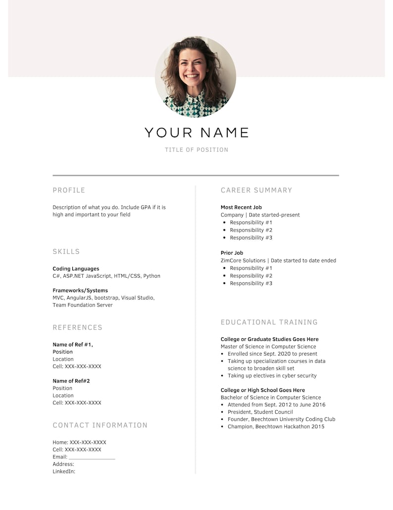 Instant Download Resume Template Business Card Template Canva Instant Download Resume Template Business Card Template Canva