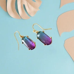 Rainbow Colorful Resin Earrings - Modern Rainbow Colorful Gold Earrings - Teen Earrings