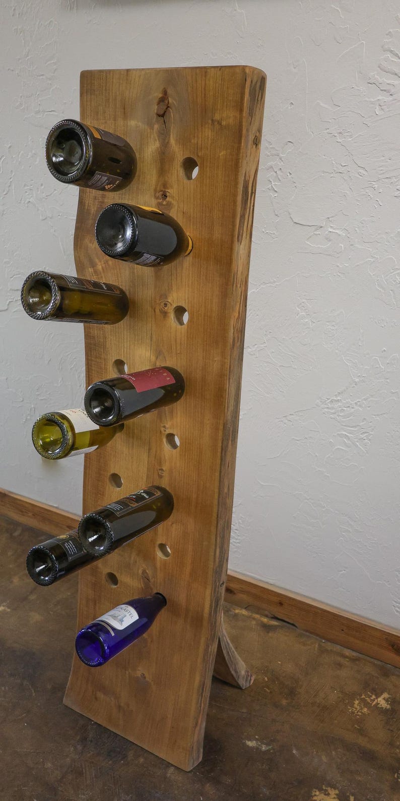Live Edge Wine Rack, Floor Standing, Basswood, Christmas Gift, House ...