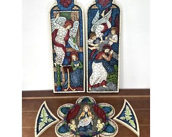 5pcs Mosaic Style Religious Wall Plaques Mary Jesus Angels Annunciation Nativity