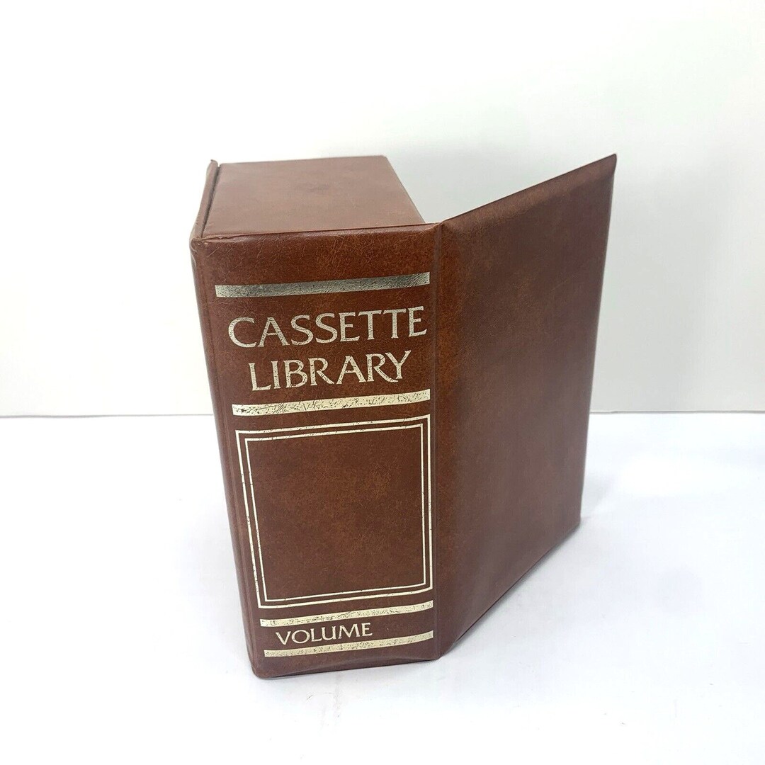 Cassette Library 10-tapes Book Shaped Case Holder Storage Brown ...