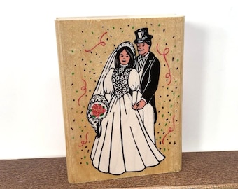 Inkadinkado, Bride Groom Wedding Wood Rubber Stamp, 4192