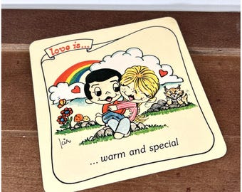 Vintage Love Is Mug Mate Coaster Warm and Special Comic by Kim 1975