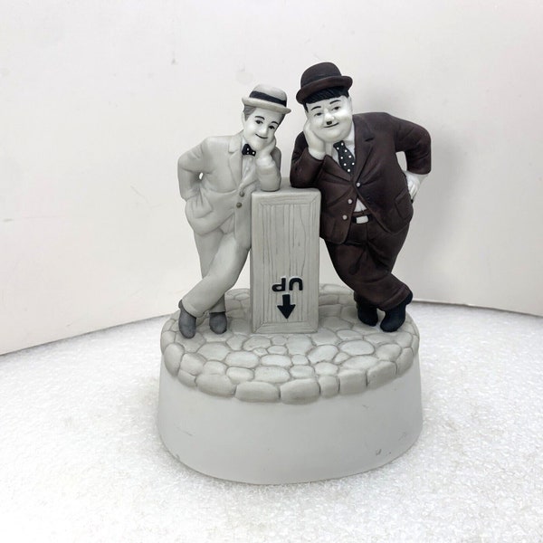 2000 Westland Laurel And Hardy Music Box Porcelain Figurine, One Together Is Two