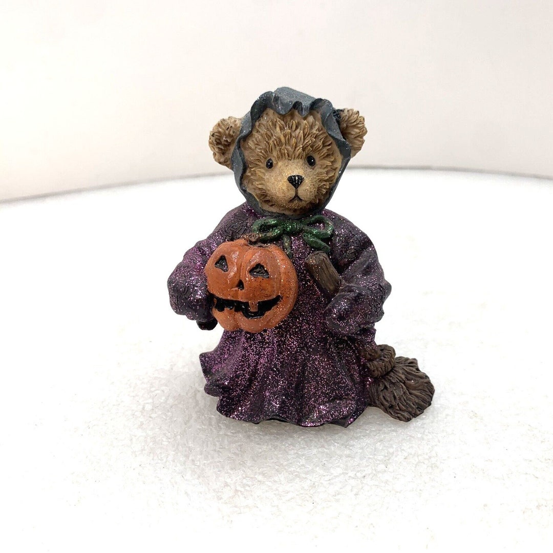 Halloween Teddy Bear Witch Broom Costume 4 Resin Figure Etsy
