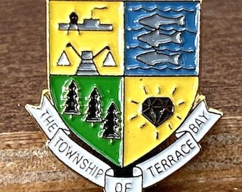 Vintage The Township Of Terrace Bay Ontario Canada Badge Collectible Pin