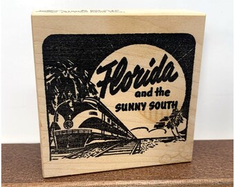2000 Tin Can Mail Stampa Rosa, Florida And The Sunny South Wood Stamp, F 59-579