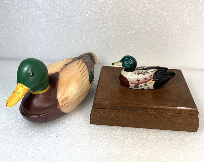 Carved Wooden Duck Box Etsy