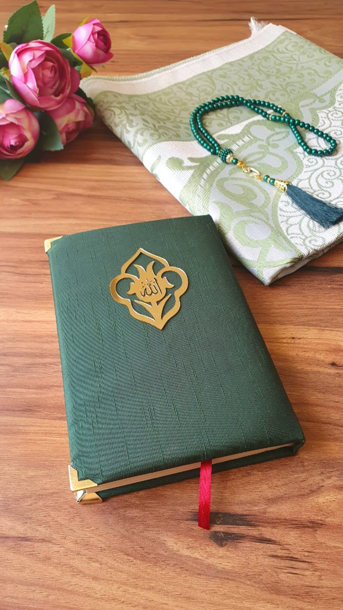 Personalized Satin Quran Set Tasbeeh And Prayer Mat Islamic Etsy