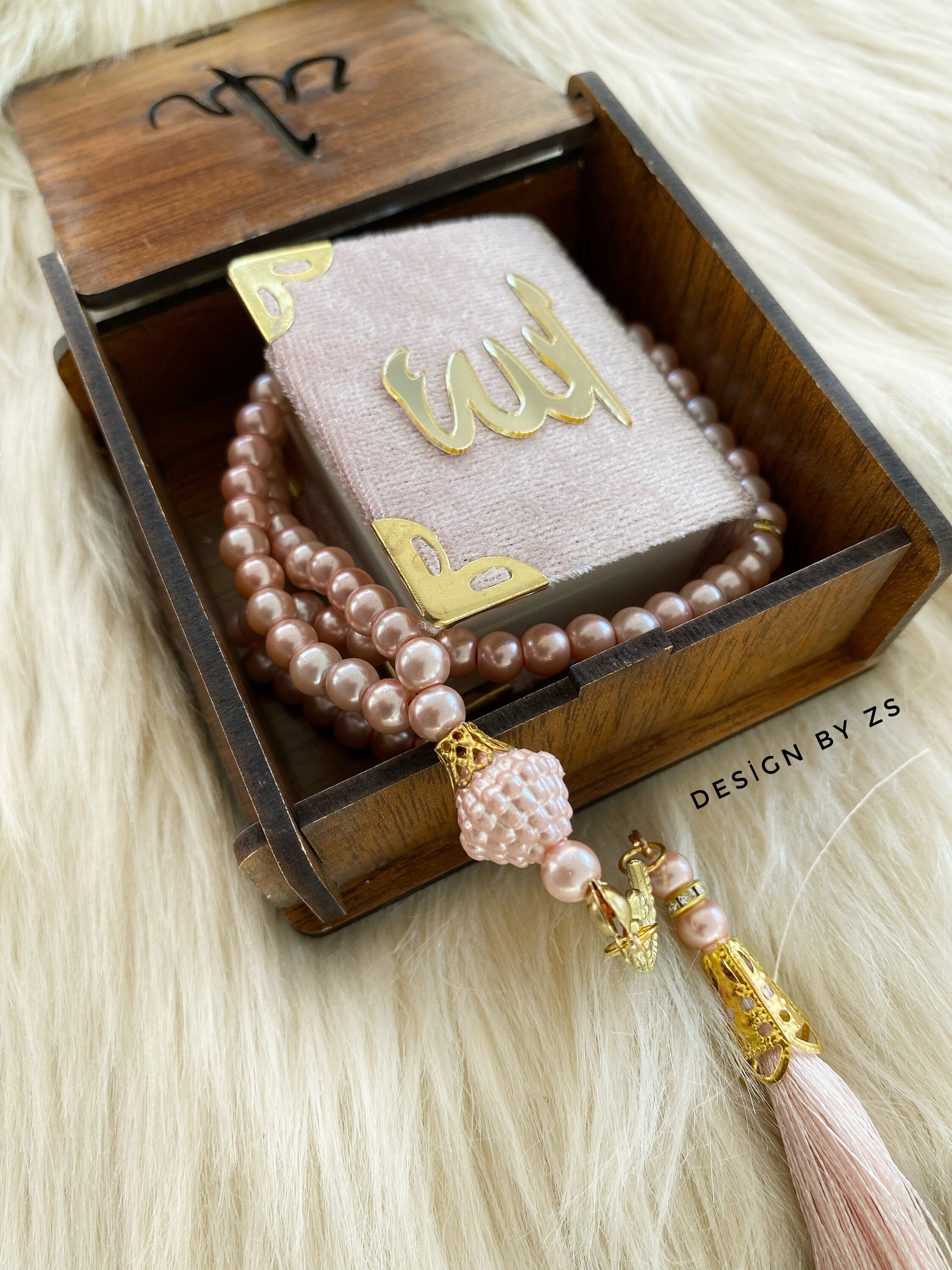 Personalized Mini Quran Set With Wooden Box Tasbeeh And Mini | Etsy
