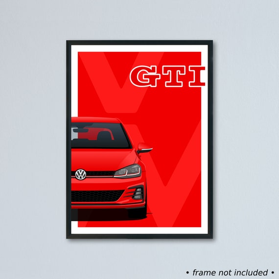 Volkswagen Golf 7.5 GTI TCR Facelift Illustration Printed on Matte White  Paper All Exterior Colors and Personalization 7th Century 