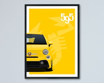 Abarth 595 & 695 (all Versions) Illustration Printed on Matte