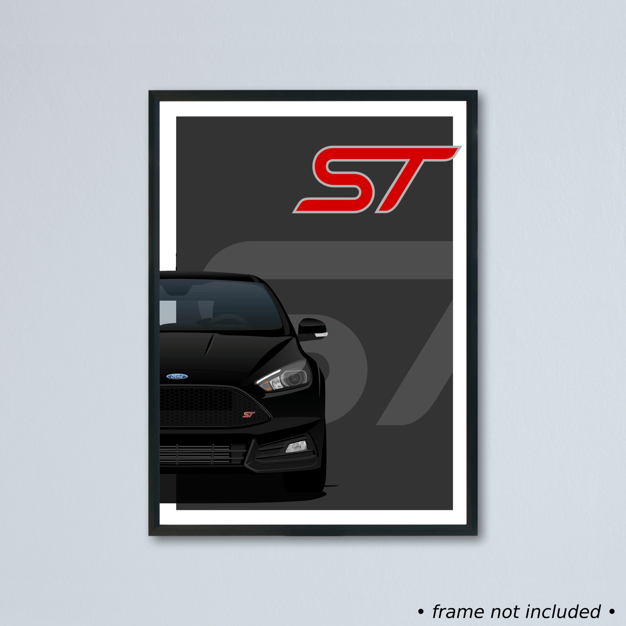Ford Focus ST Mk3.5 FL Art Car Illustration Printed on Matte White