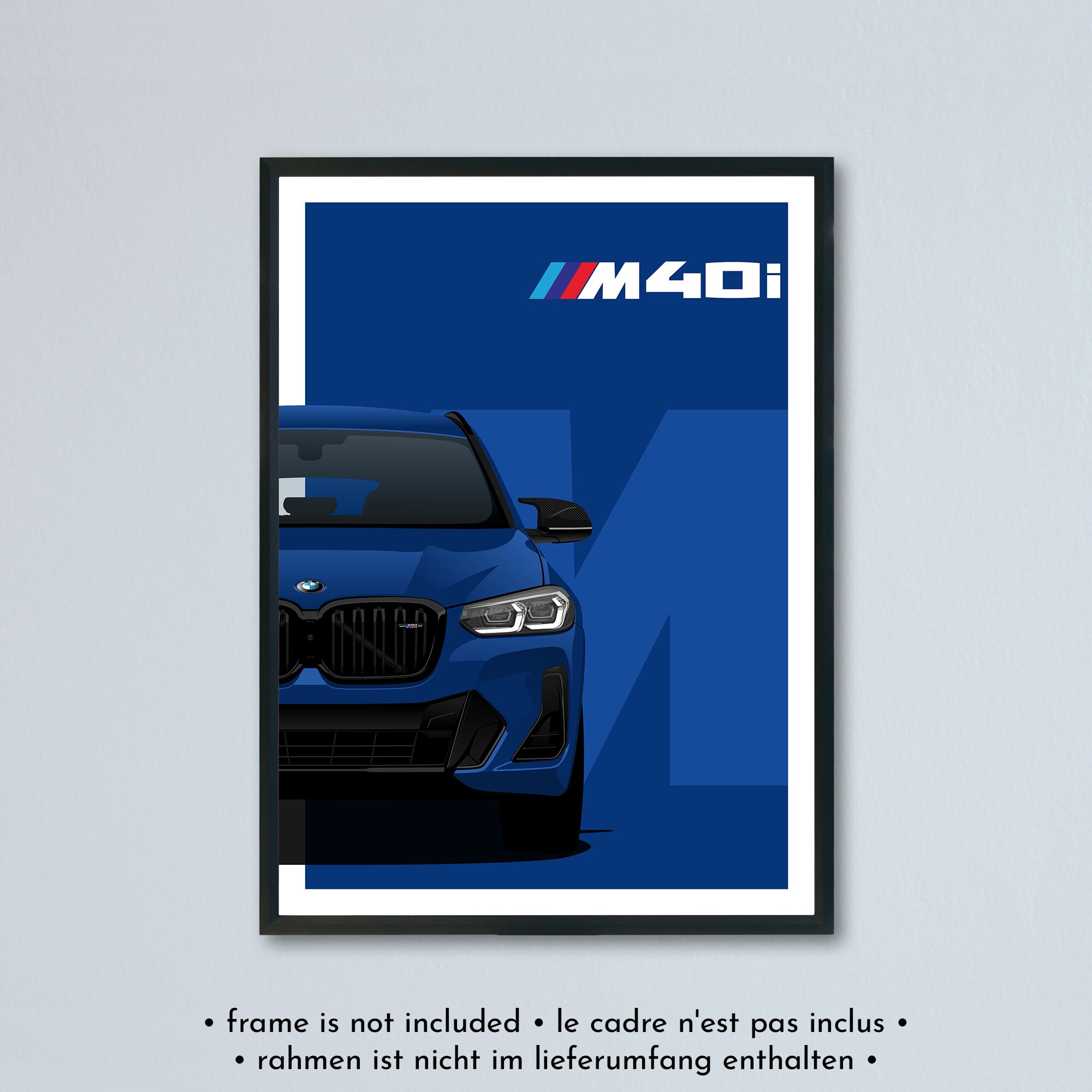 BMW X3 M40i & M40d LCI G01のイラストはマットホワイトの紙に印刷され